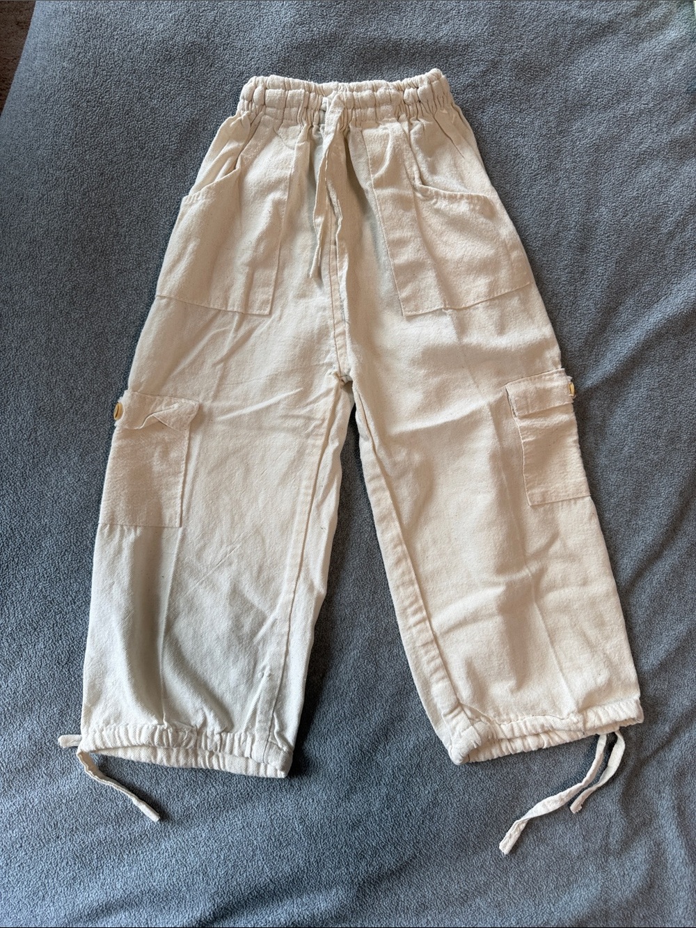 Kids linen Cream Cargo Jogger Pants